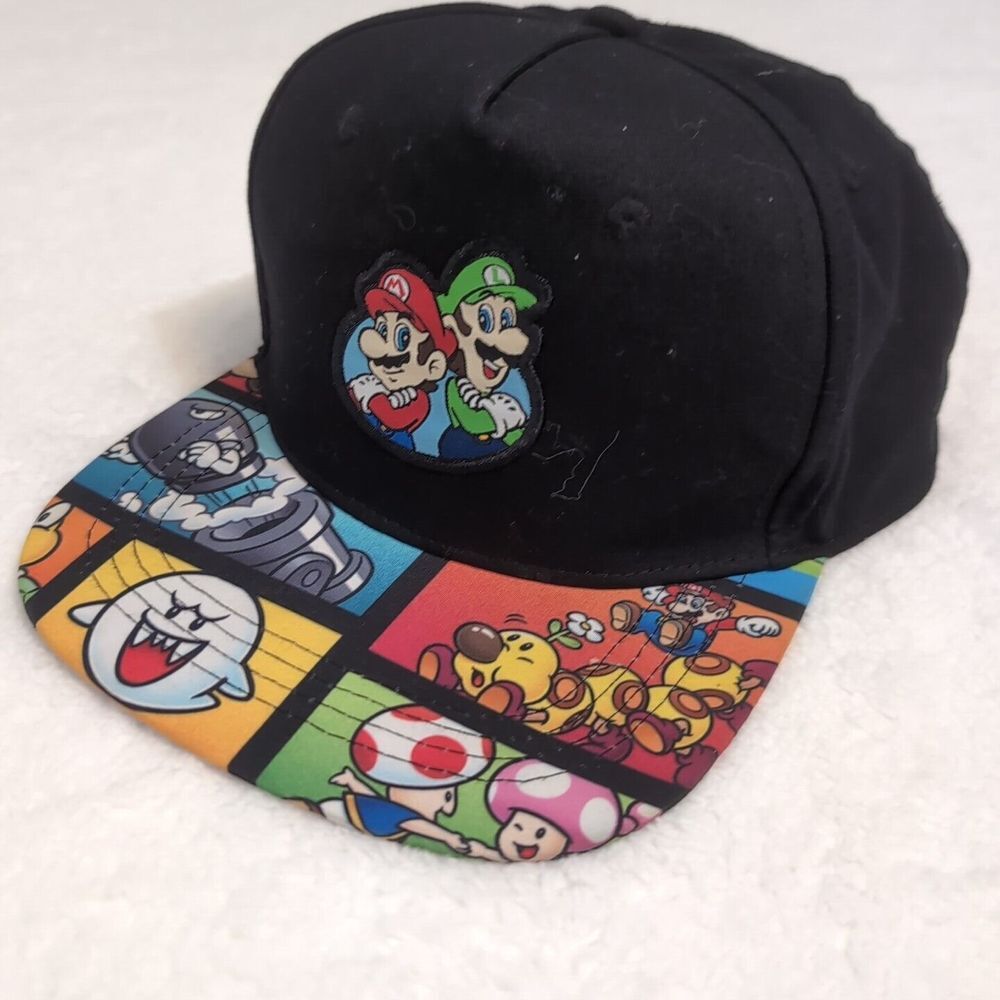 Nintendo Super Mario and Luigi Character Flat Bill Adjustable Snapback Hat‎